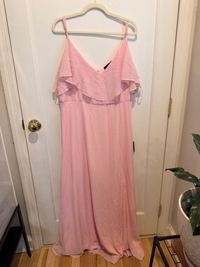 Lulu's Light Pink Ruffle Dress with Spaghetti Straps